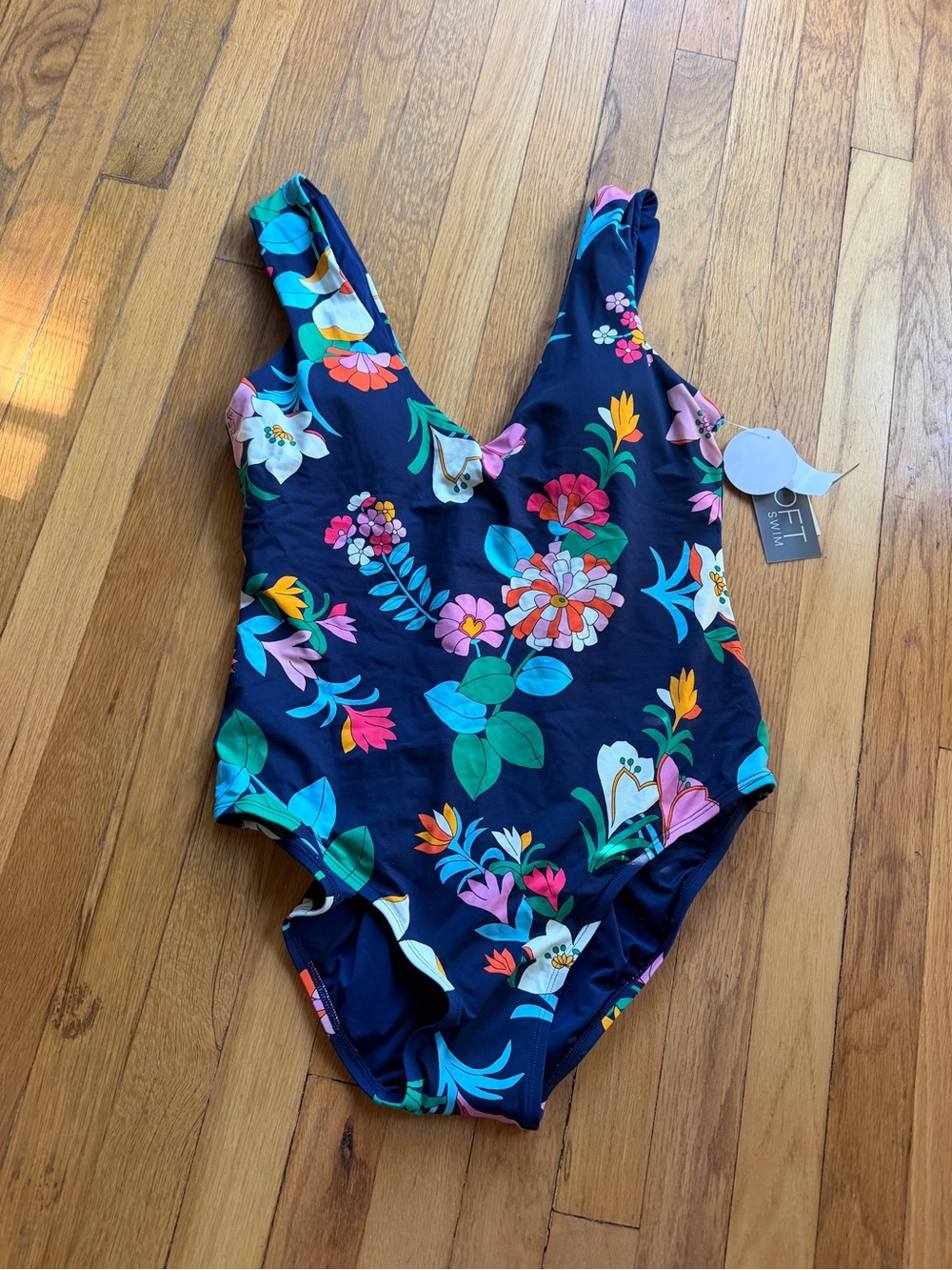 NEW Loft blue floral one piece bathing suit